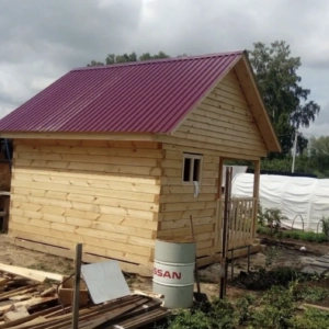 Баня 2х4 с террасой 2х4 из бруса 150х100. Б-43